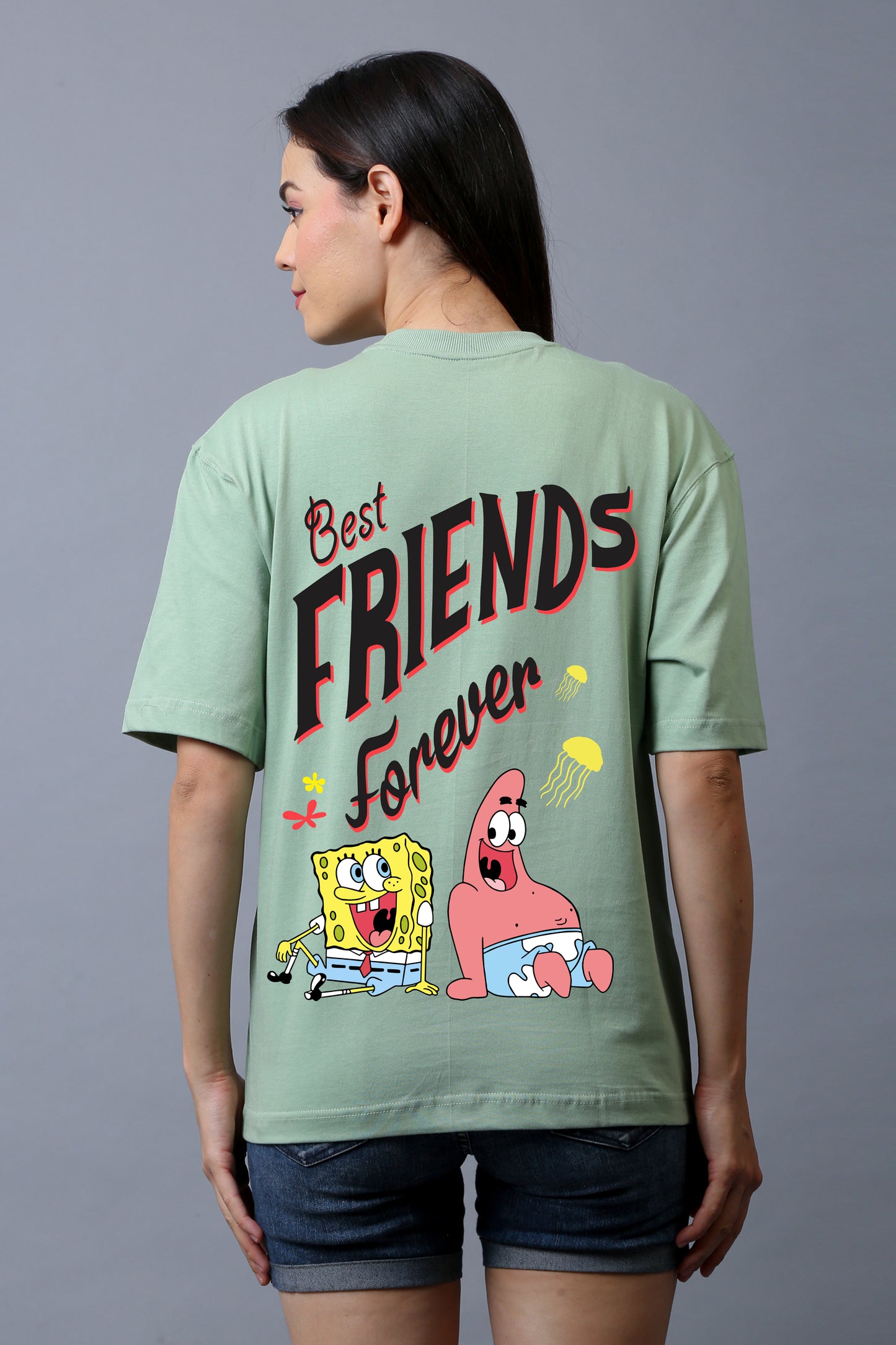 SpongeBob Half Sleeves Oversized Tee