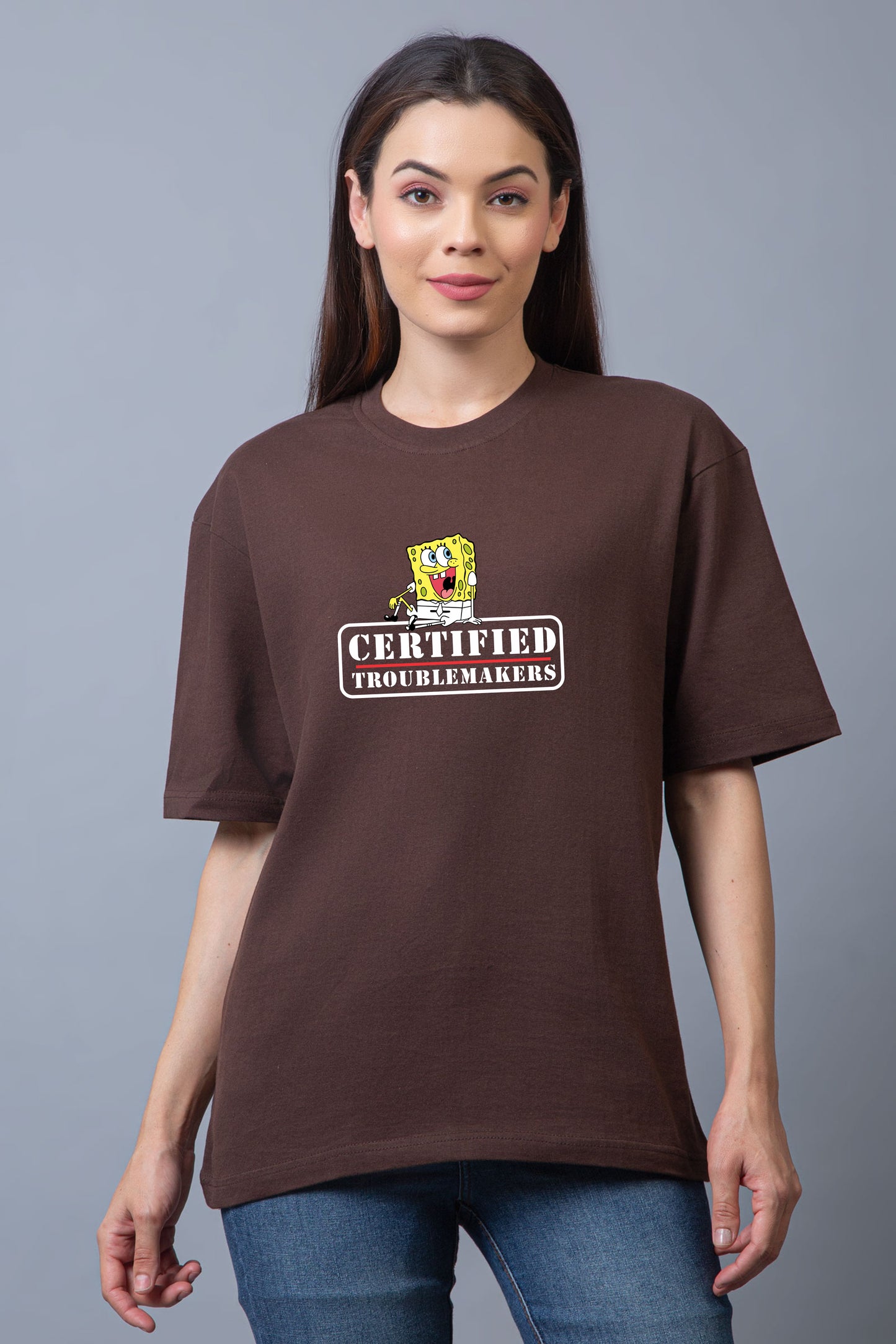 SpongeBob Half Sleeves Oversized Tee