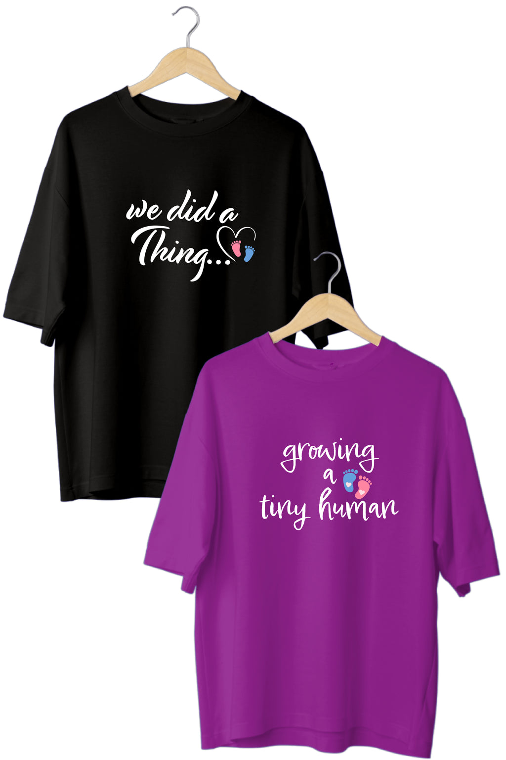 Growing a tiny Oversized Couple T-Shirts (Pack of 2)