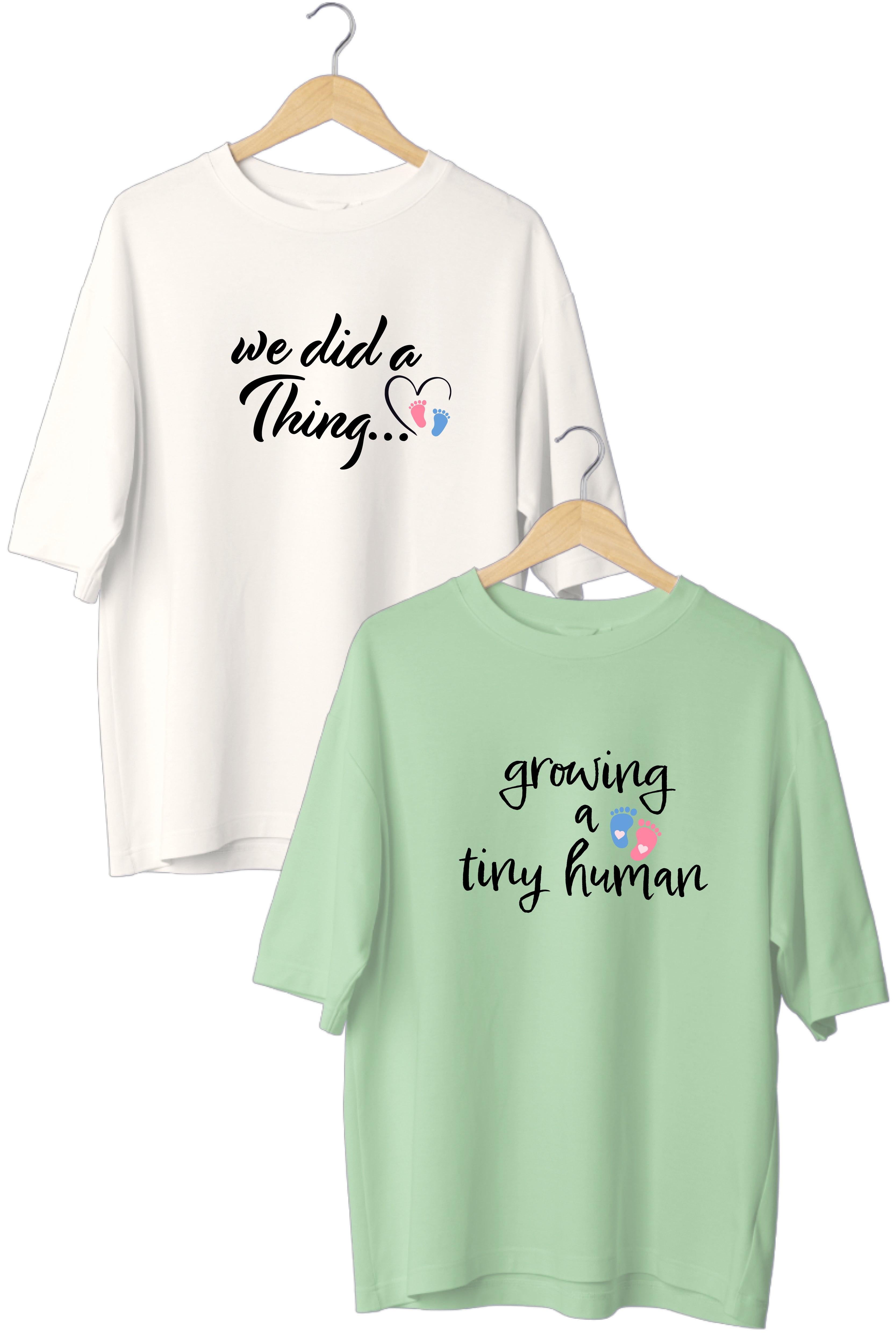 Growing a tiny Oversized Couple T-Shirts (Pack of 2)