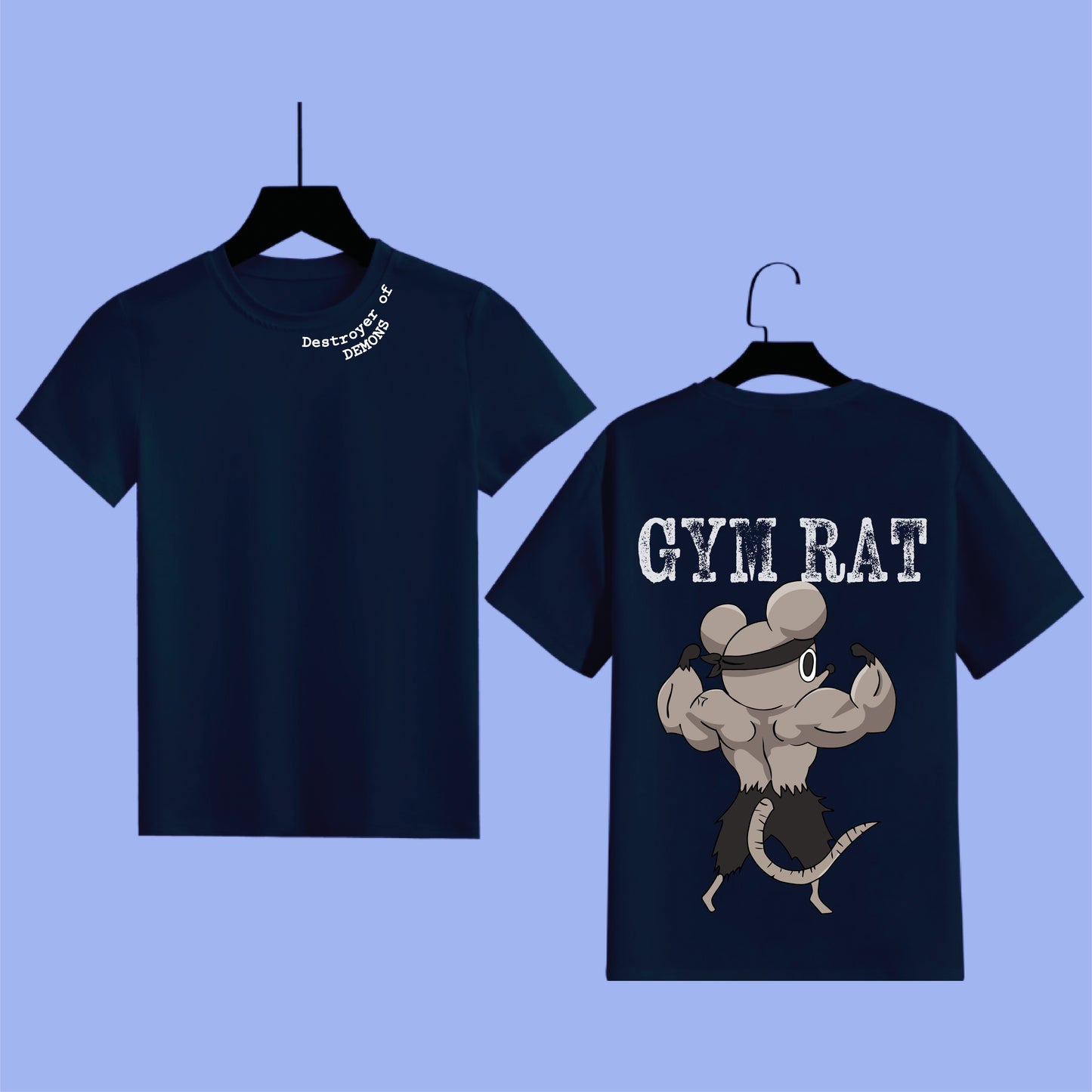 Gym Rat Emblem Half Sleeves Tee - Power Your Workouts with Style