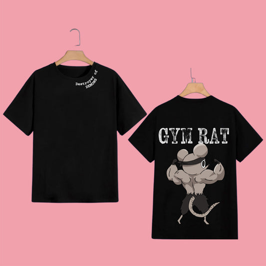 Gym Rat Emblem Half Sleeves Tee - Power Your Workouts with Style