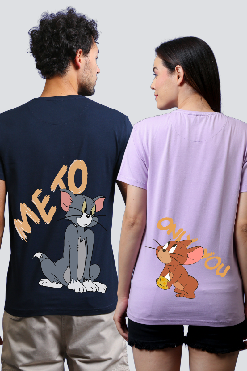 Tom & Jerry 'Me & You' Couple Unisex Tees - Pack of 2 (Back Design)