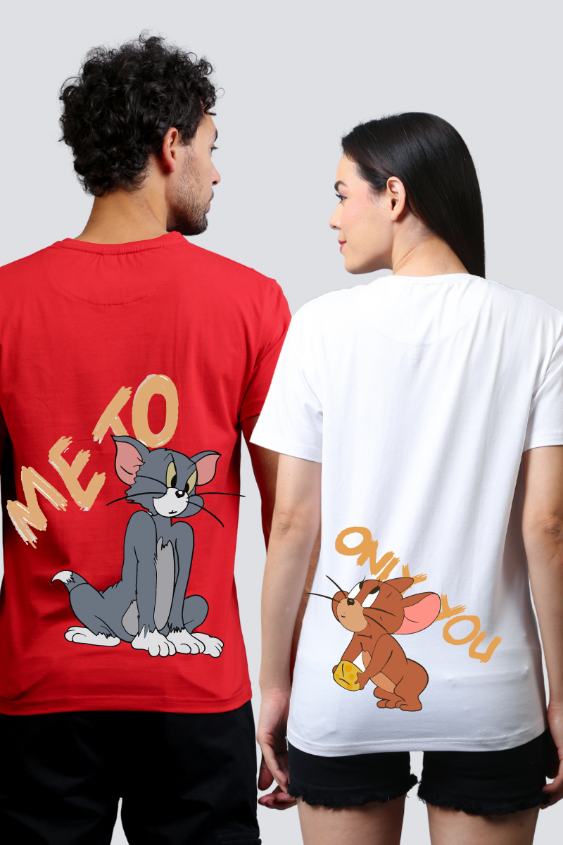 Tom & Jerry 'Me & You' Couple Unisex Tees - Pack of 2 (Back Design)