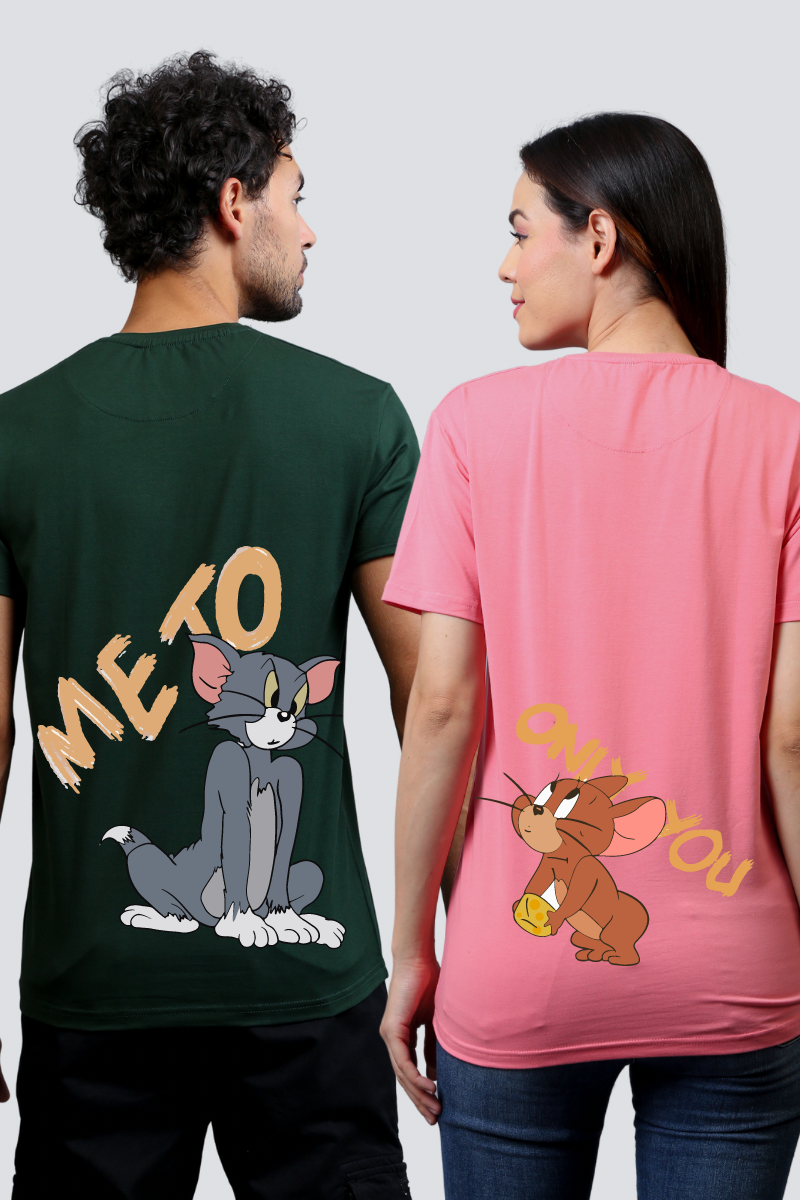 Tom & Jerry 'Me & You' Couple Unisex Tees - Pack of 2 (Back Design)