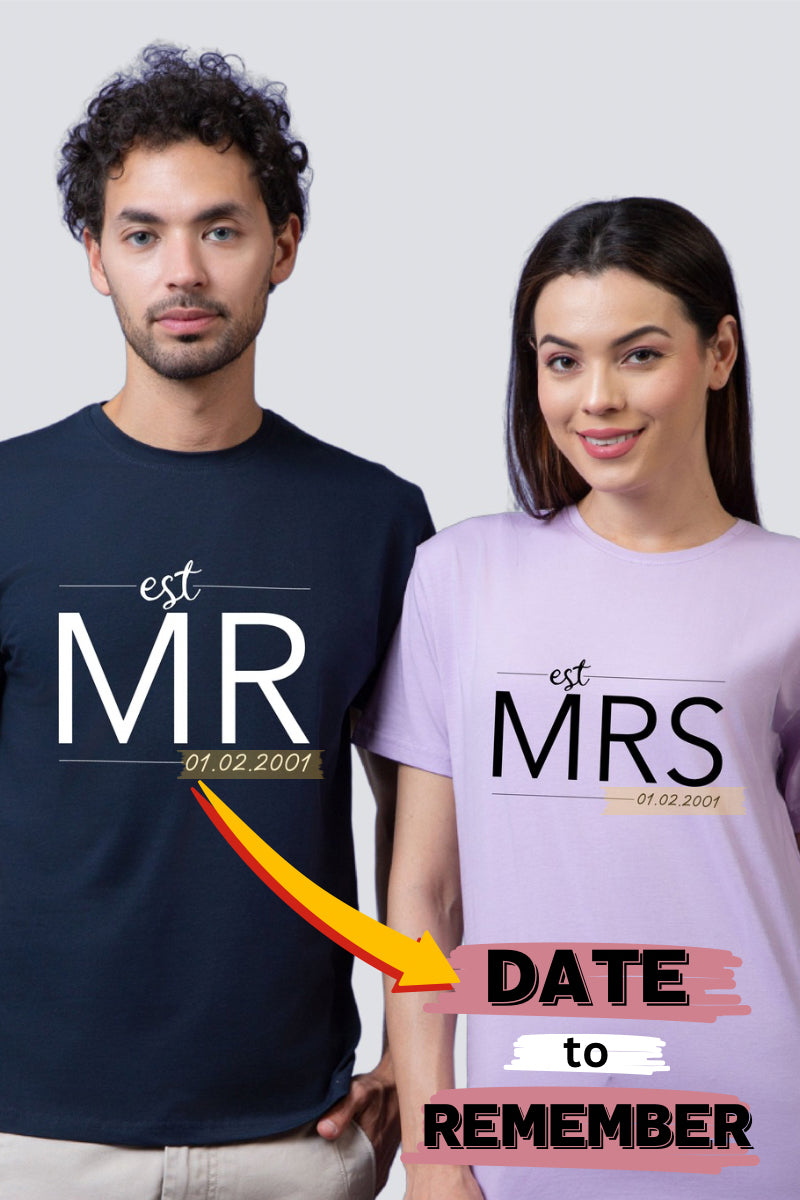 Together Since: Customized 'Mr & Mrs' Couple Tees - Pack of 2