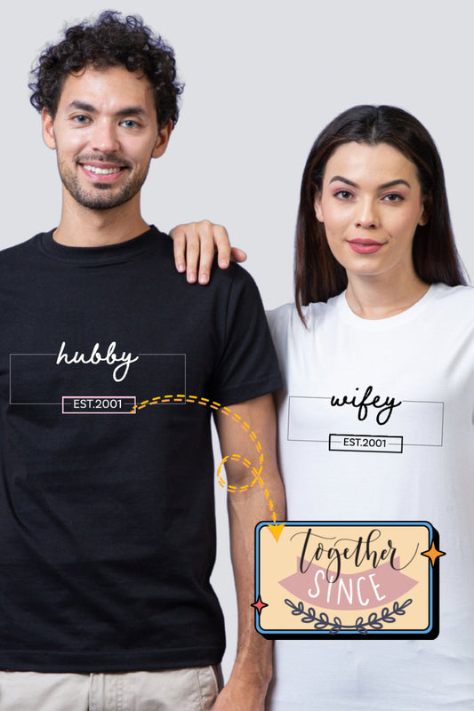 'Hubby & Wifey' Edition Couple Tees - Pack of 2 (Customised)