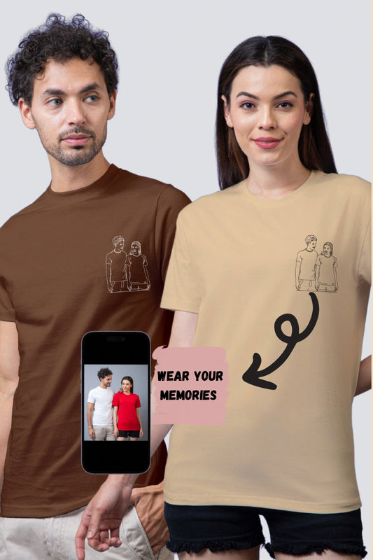 Customised Line Art Couple Unisex Tees - Pack of 2