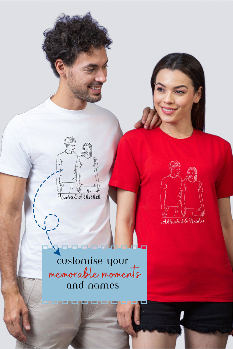 Personalized Portrait Couple Tees - Pack of 2