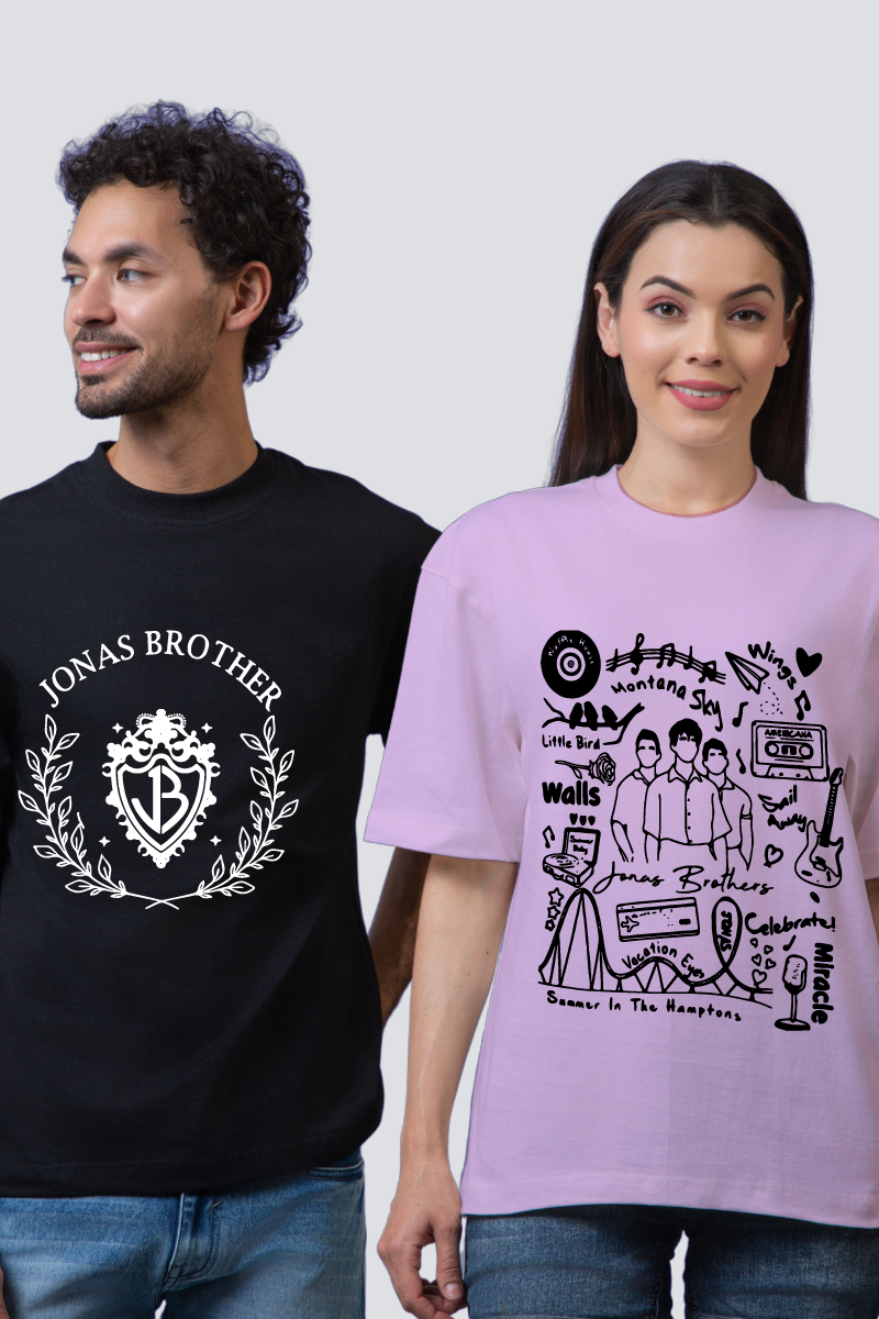 Jonas Brothers Tribute Oversized Couple T-Shirts (Pack of 2)