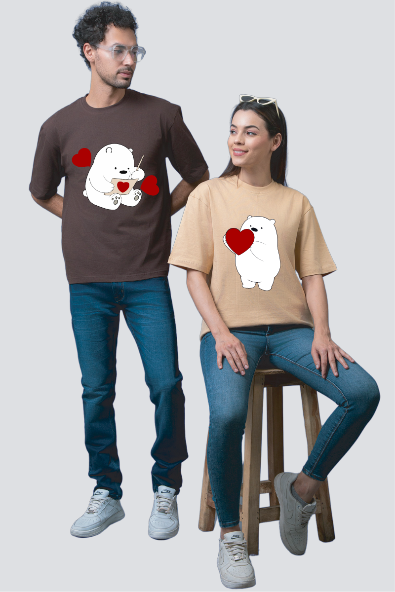 Bear Your Heart Oversized Couple T-Shirts (Pack of 2)