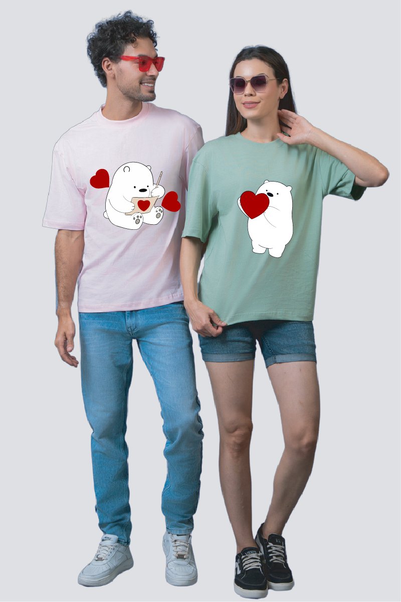 Bear Your Heart Oversized Couple T-Shirts (Pack of 2)