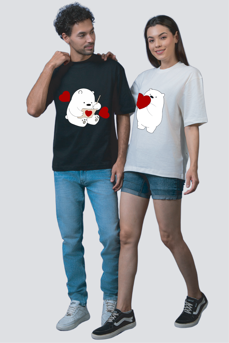 Bear Your Heart Oversized Couple T-Shirts (Pack of 2)