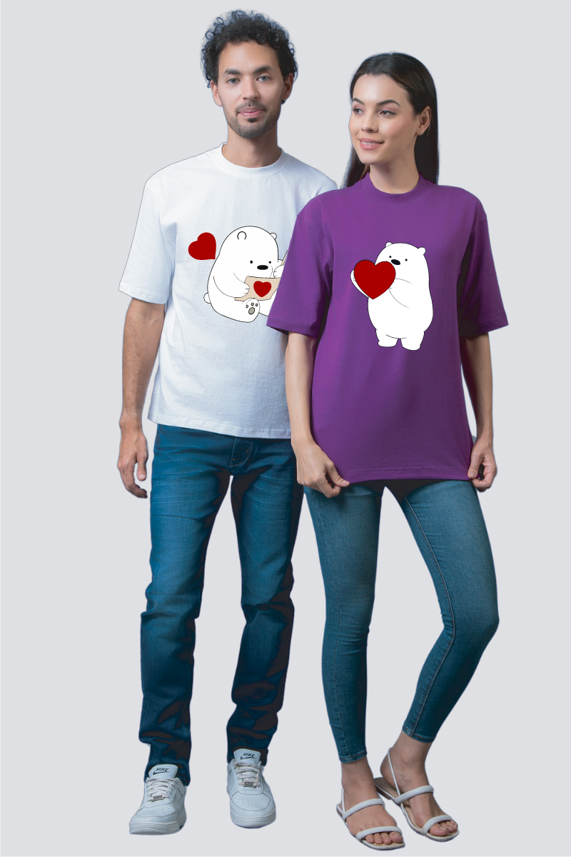 Bear Your Heart Oversized Couple T-Shirts (Pack of 2)