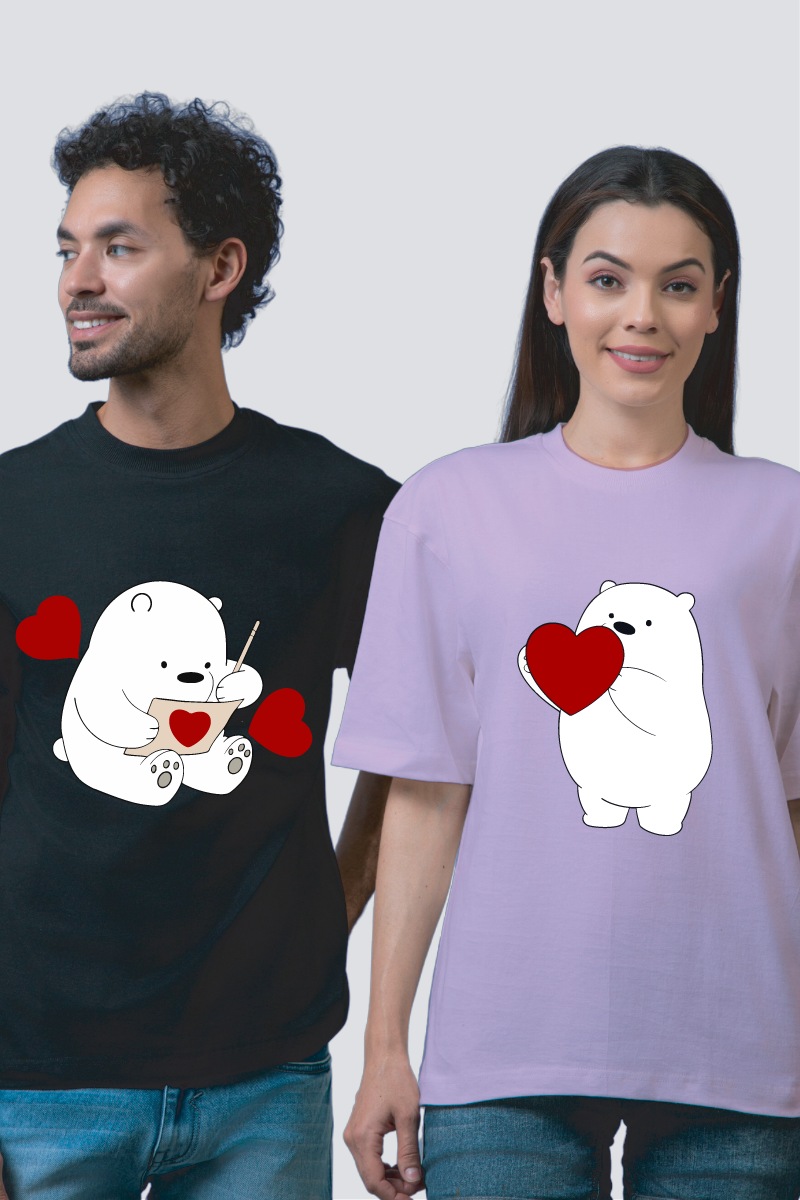 Bear Your Heart Oversized Couple T-Shirts (Pack of 2)