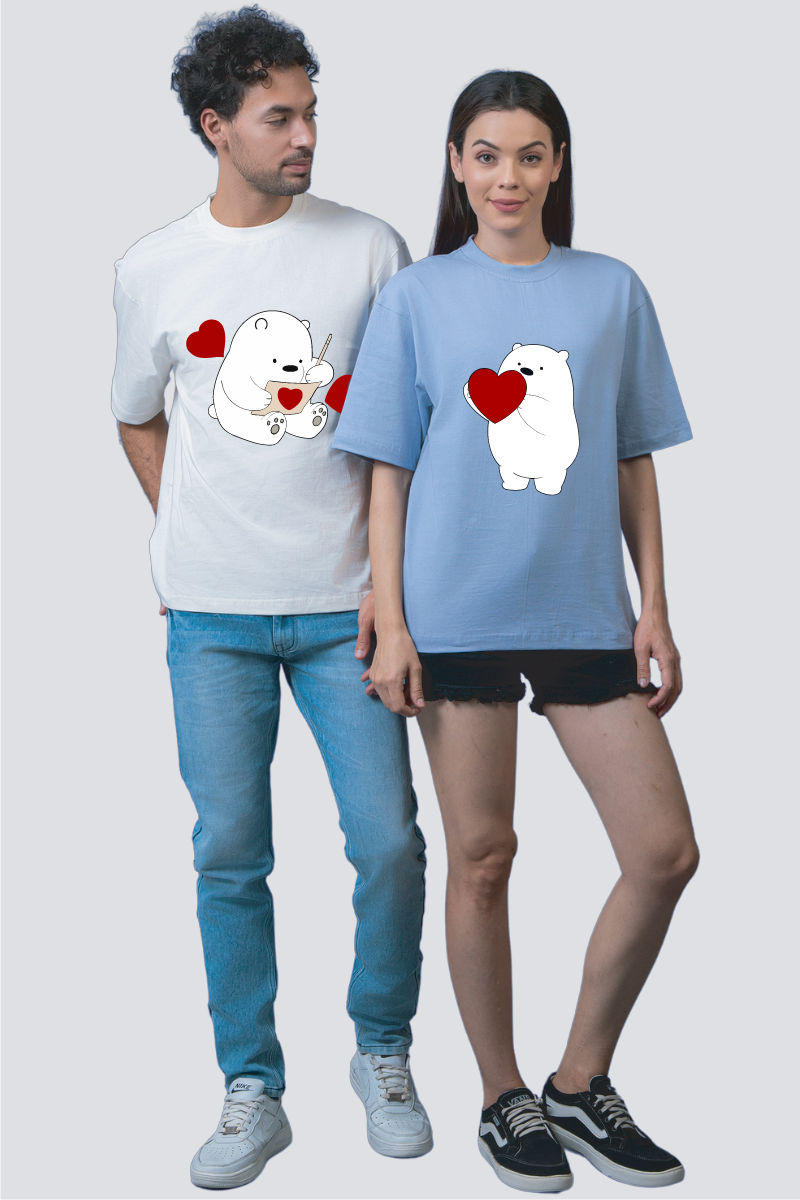 Bear Your Heart Oversized Couple T-Shirts (Pack of 2)