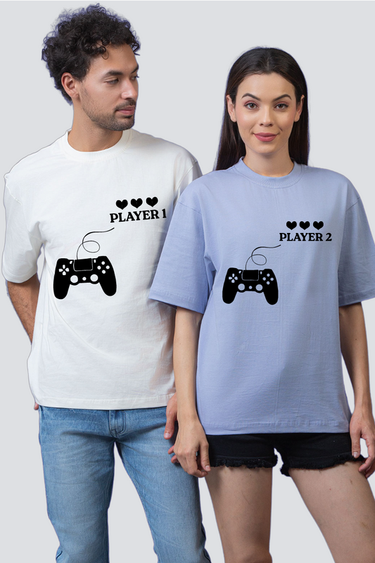 Ultimate Gaming Pair: Oversized Couple T-Shirts (Pack of 2)