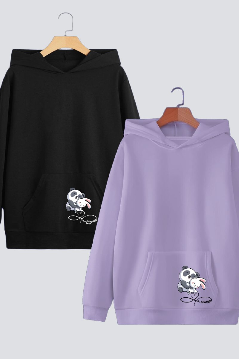 Cuddles & Hugs Couple Oversized Drop Shoulder Hoodies - Pack of 2