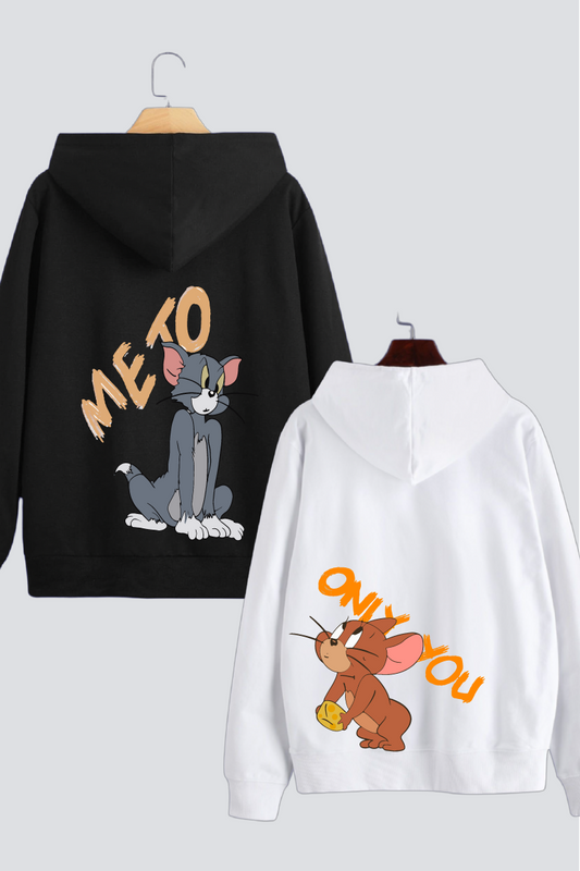 Me & You Couple Oversized Drop Shoulder Hoodies - Pack of 2 (Back Design)