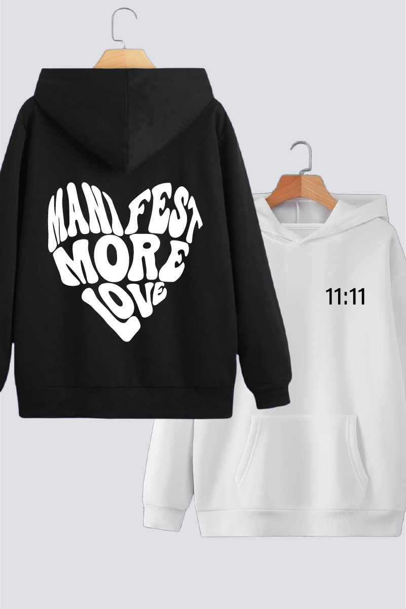 Manifest More Love Couple Oversized Drop Shoulder Hoodies - Pack of 2