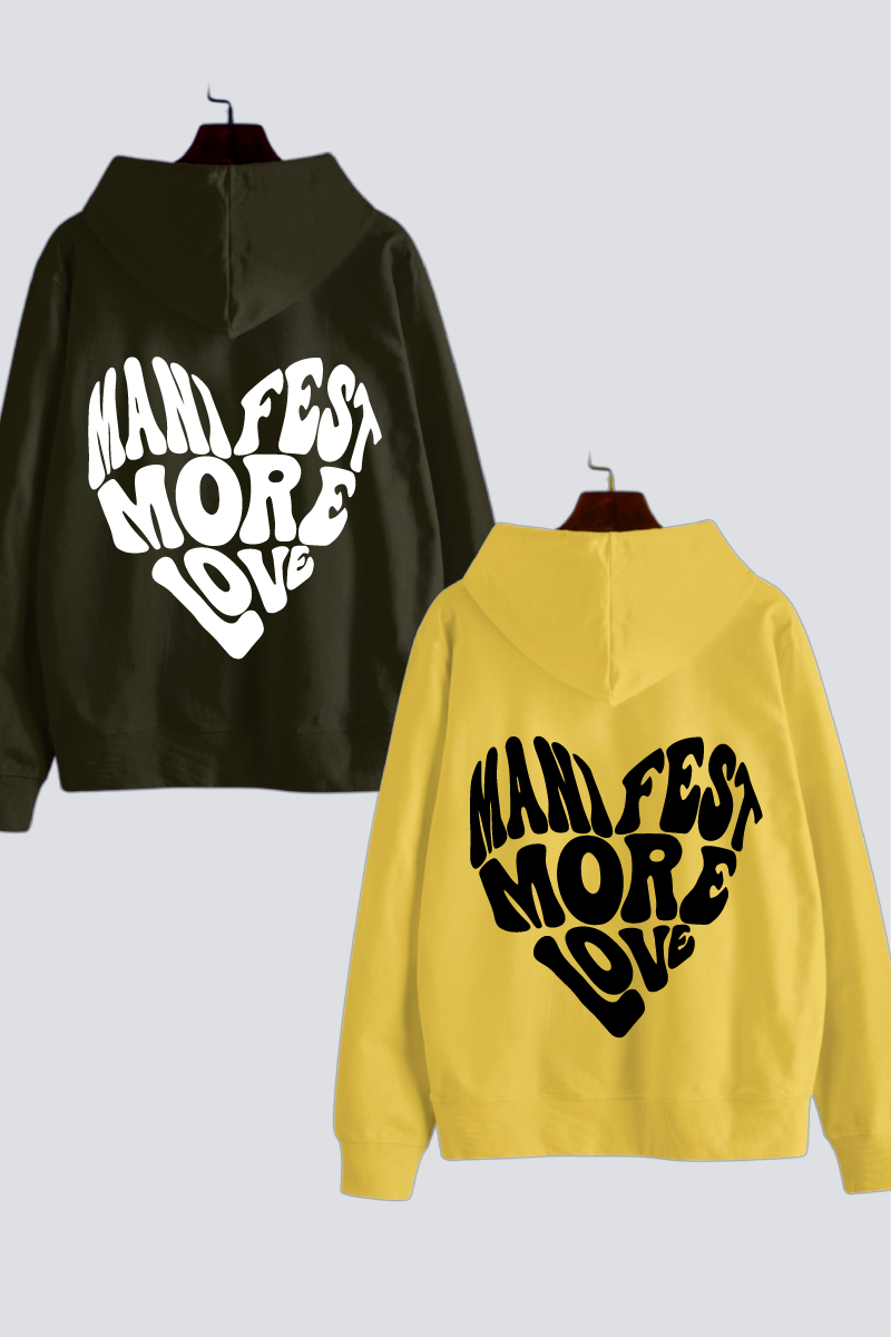 Manifest More Love Couple Oversized Drop Shoulder Hoodies - Pack of 2