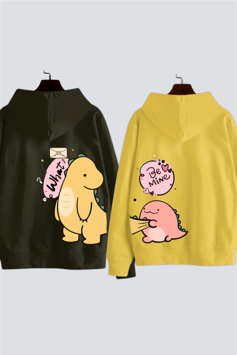 Dino Love Oversized Drop Shoulder Hoodies - Pack of 2