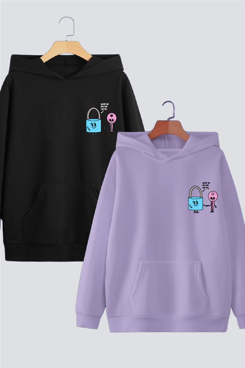 Key to My Heart Couple Oversized Drop Shoulder Hoodies - Pack of 2