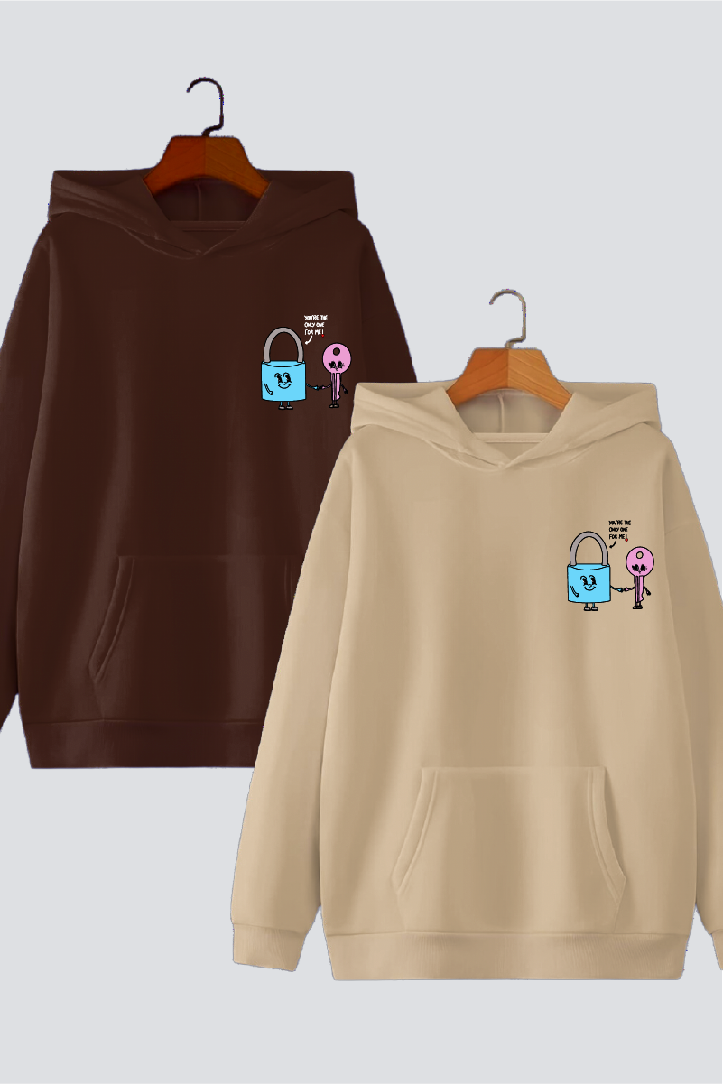 Key to My Heart Couple Oversized Drop Shoulder Hoodies - Pack of 2