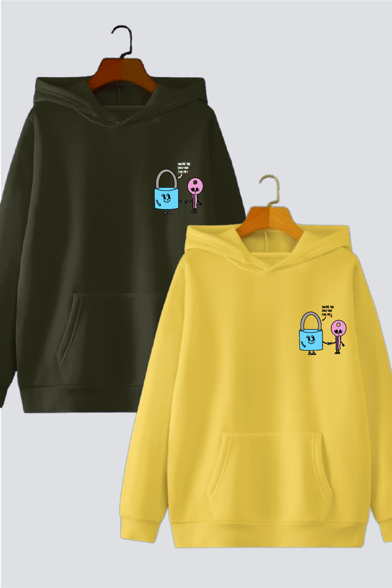 Key to My Heart Couple Oversized Drop Shoulder Hoodies - Pack of 2