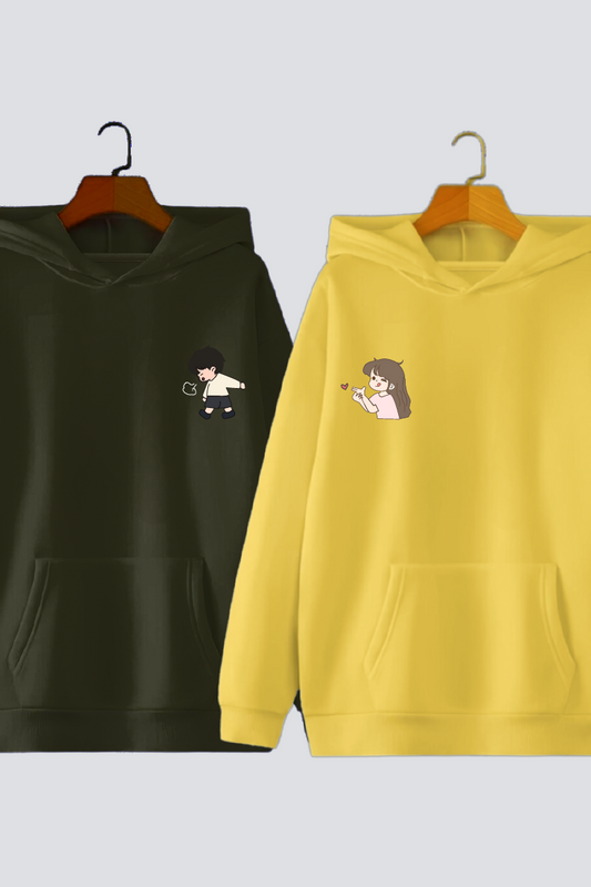 Playful Mischief Couple Oversized Drop Shoulder Hoodies - Pack of 2