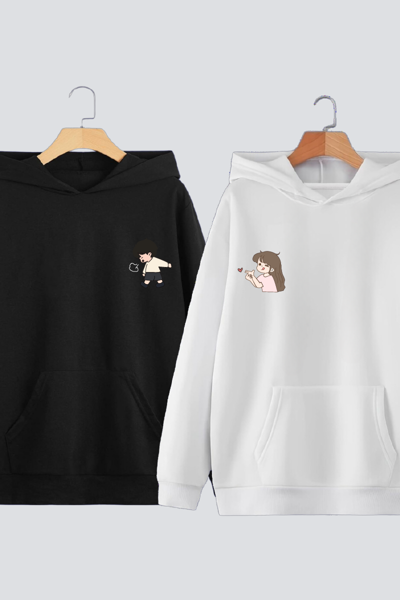 Playful Mischief Couple Oversized Drop Shoulder Hoodies - Pack of 2