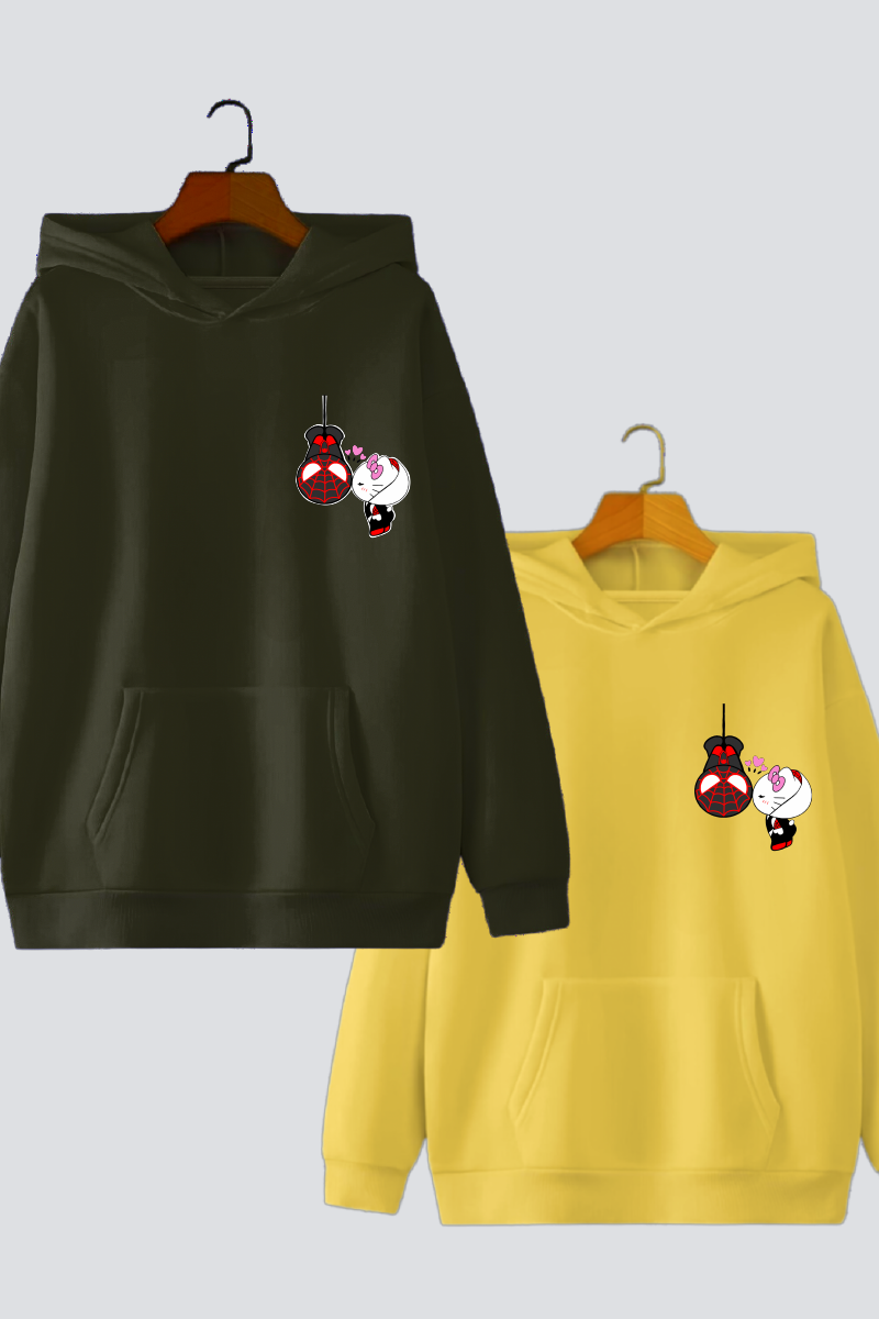 Purr-fect Couple Oversized Drop Shoulder Hoodies - Pack of 2