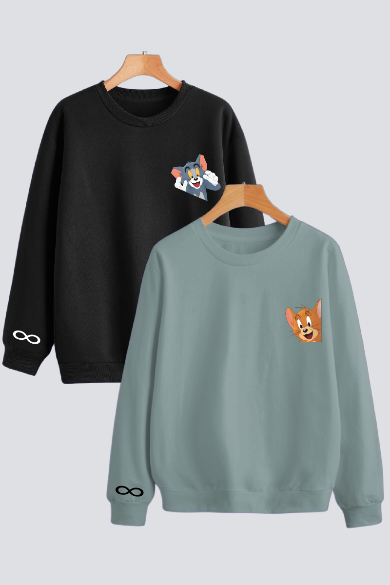 Chase & Embrace "Tom & Jerry" Couple Unisex Sweatshirts - Pack of 2