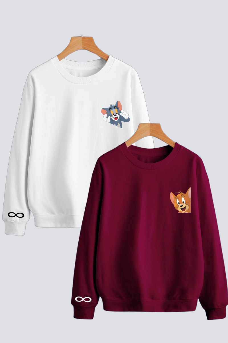 Chase & Embrace "Tom & Jerry" Couple Unisex Sweatshirts - Pack of 2