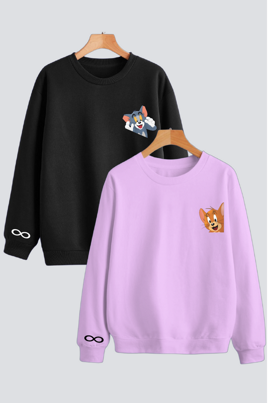 Chase & Embrace "Tom & Jerry" Couple Unisex Sweatshirts - Pack of 2