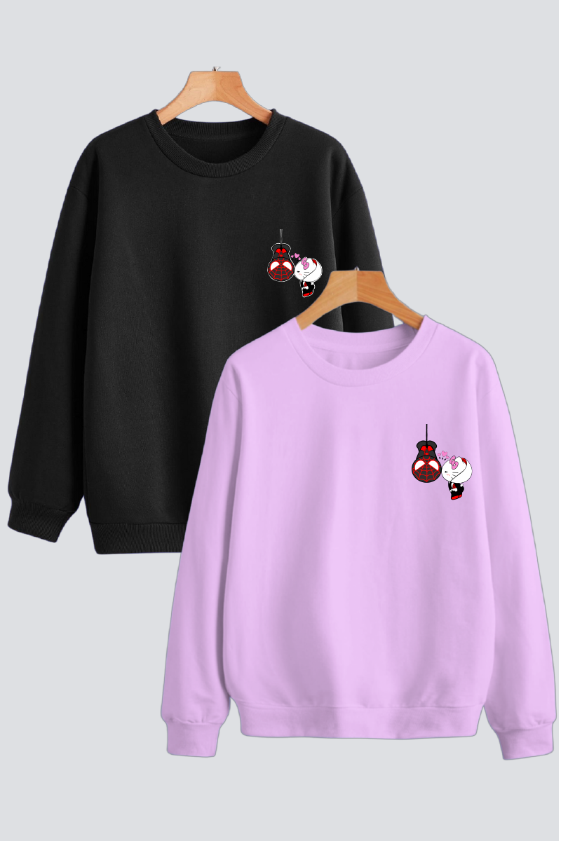 Purr-fect Web of Love Couple Unisex Sweatshirts - Pack of 2