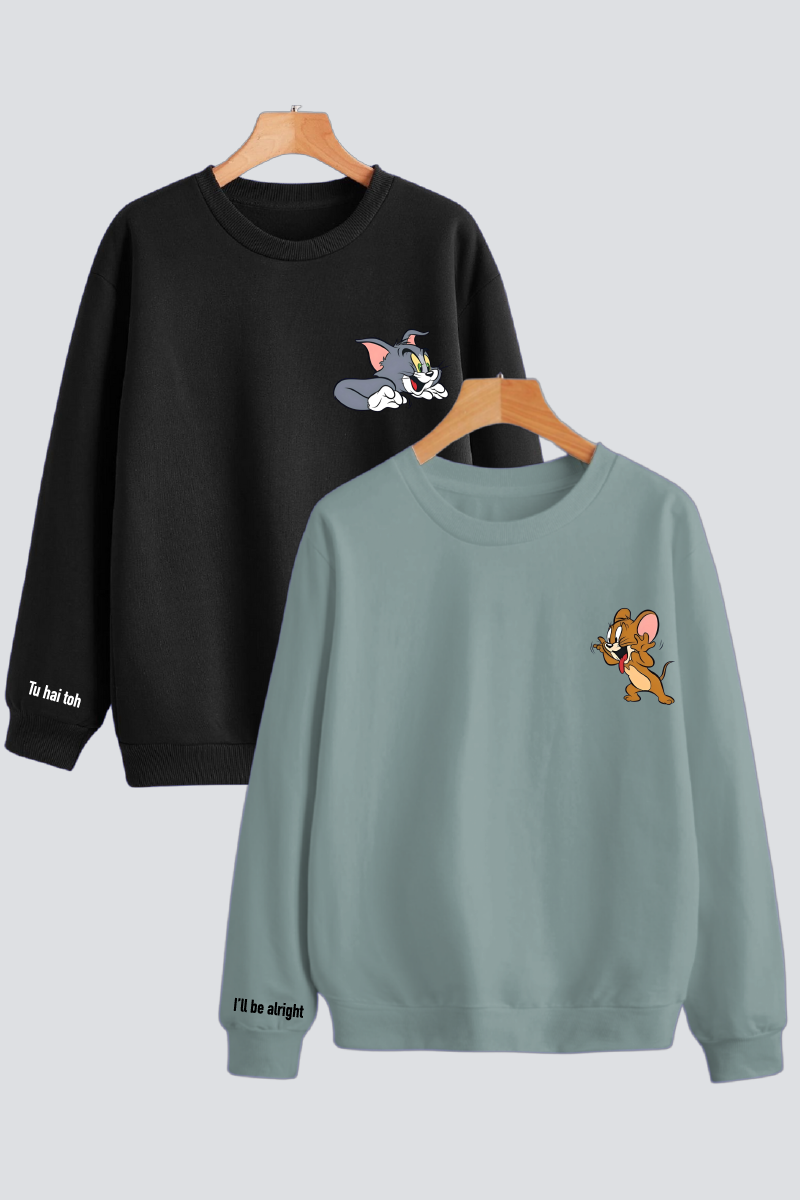 Classic Chase - Inspired by Tom & Jerry Couple Unisex Sweatshirts - Pack of 2