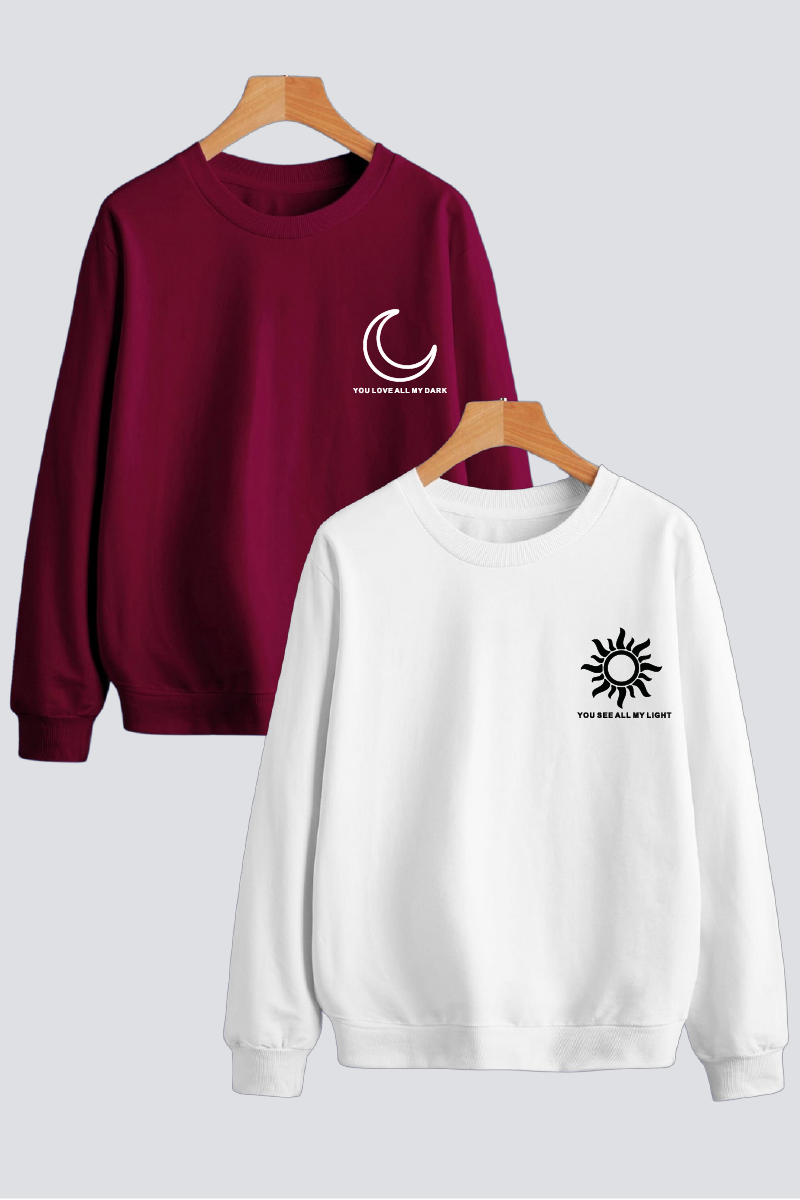 Sun Moon Couple Unisex Sweatshirts - Pack of 2