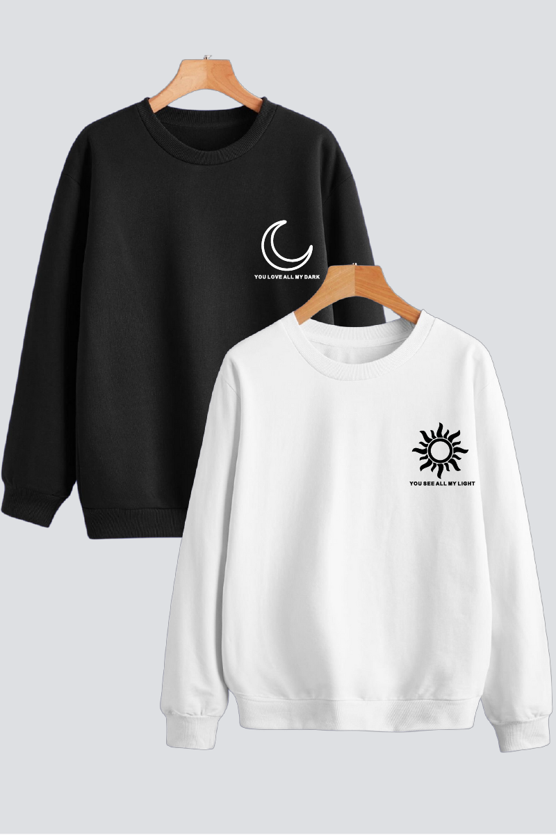 Sun Moon Couple Unisex Sweatshirts - Pack of 2