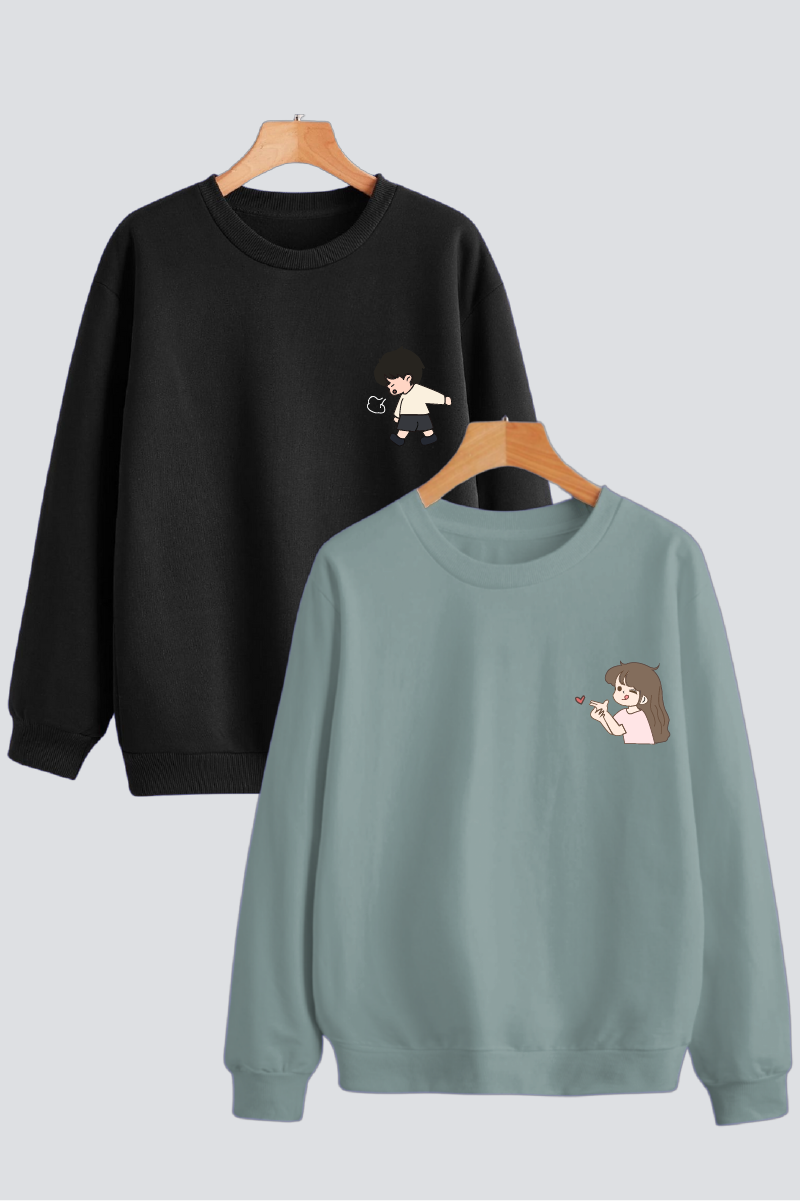 Playful Mischief Couple Unisex Sweatshirts - Pack of 2