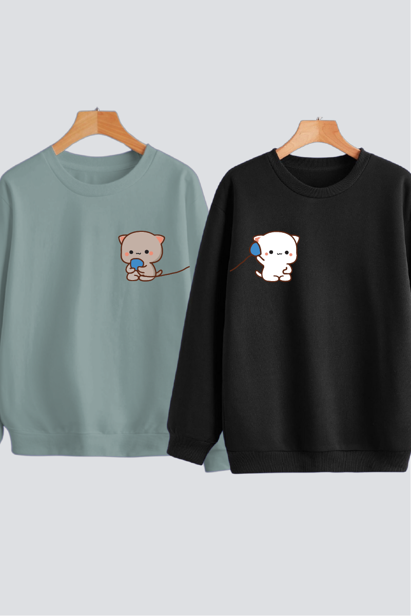 Cuddly Companions - Milk & Mocha Bear Couple Unisex Sweatshirts - Pack of 2