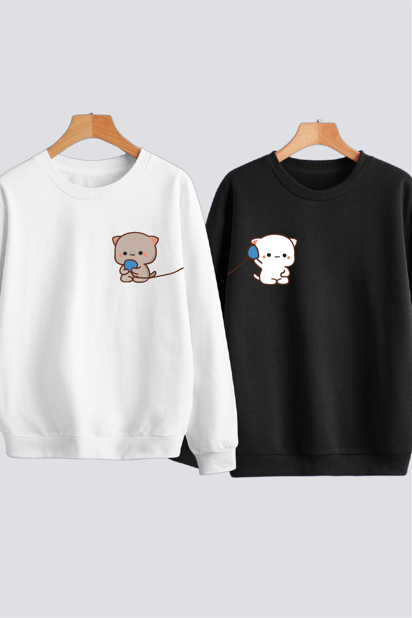 Cuddly Companions - Milk & Mocha Bear Couple Unisex Sweatshirts - Pack of 2