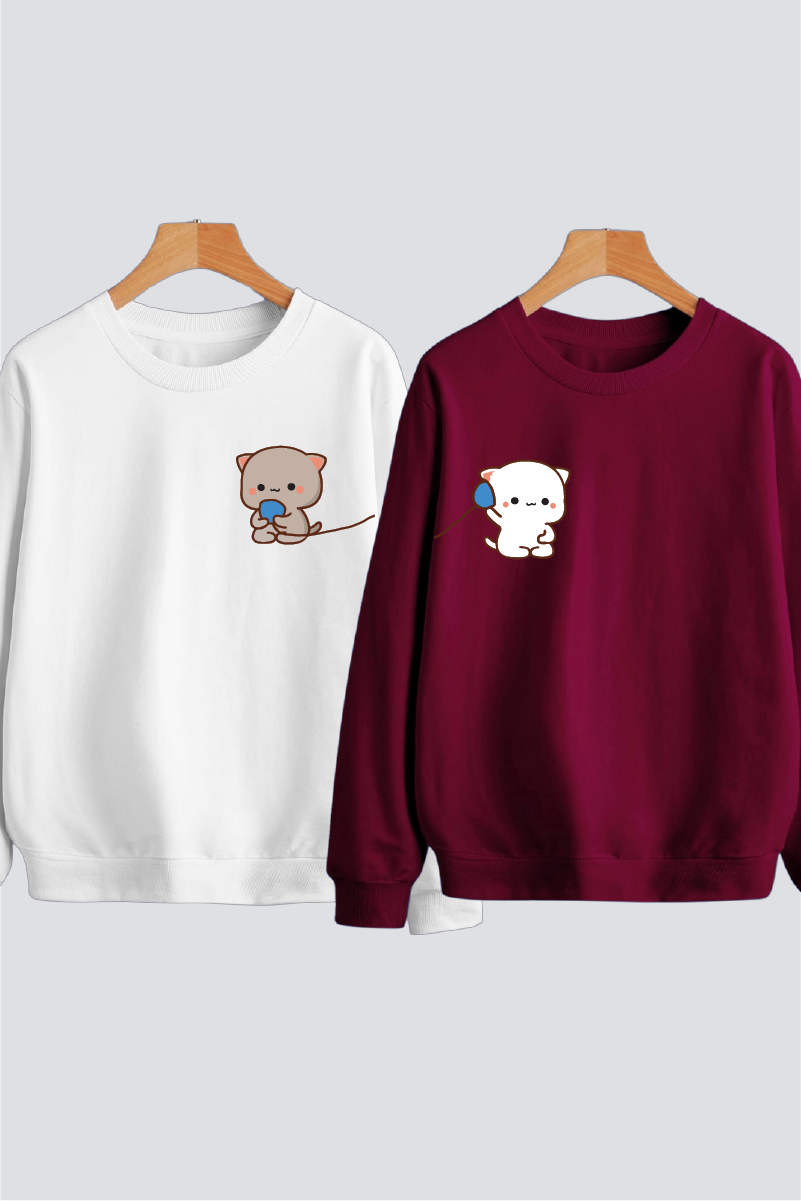 Cuddly Companions - Milk & Mocha Bear Couple Unisex Sweatshirts - Pack of 2