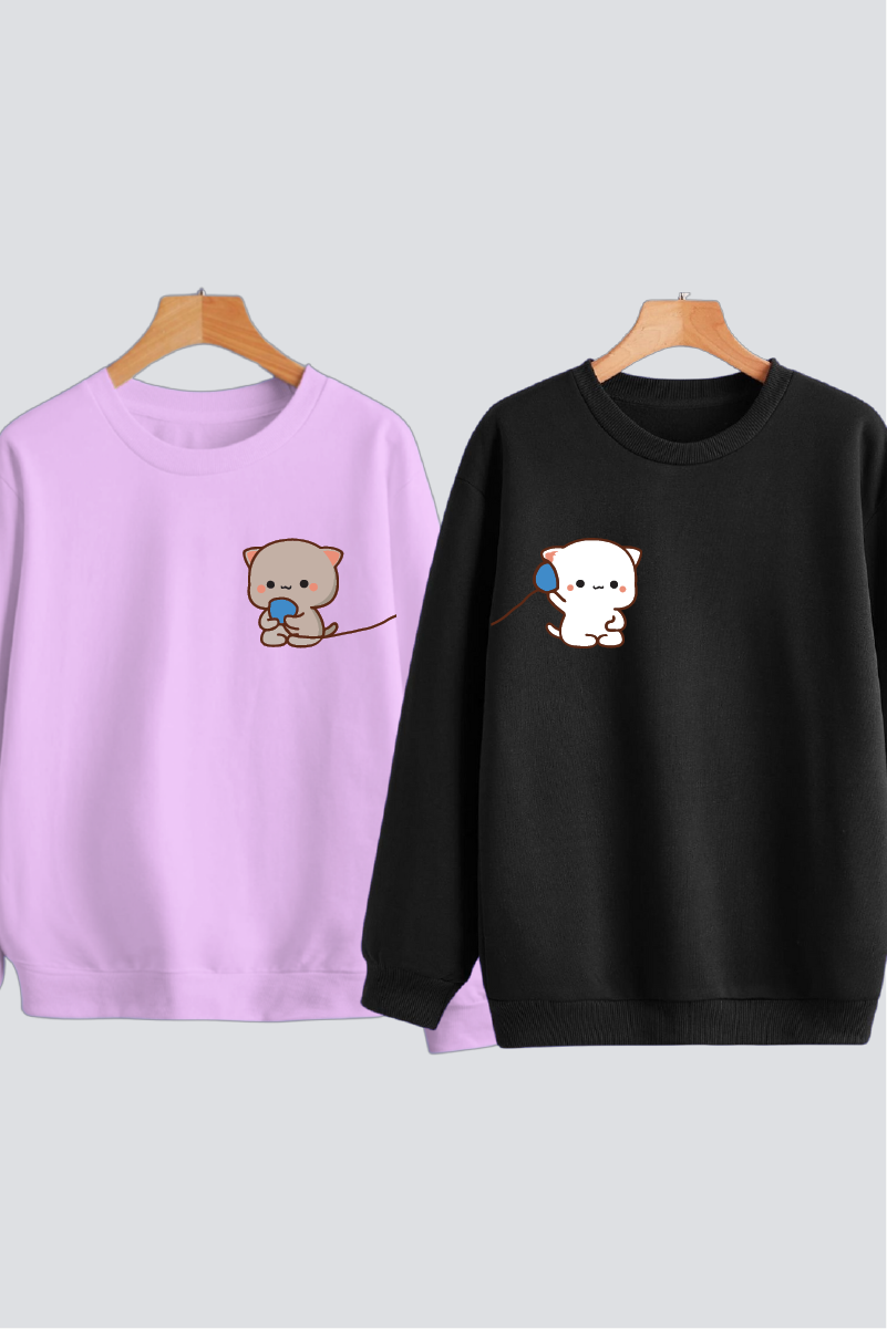 Cuddly Companions - Milk & Mocha Bear Couple Unisex Sweatshirts - Pack of 2