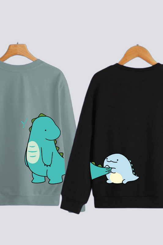 Dino Duo Couple Unisex Sweatshirts - Pack of 2 (Back Design)