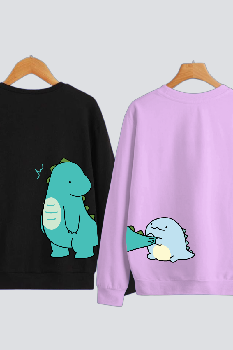 Dino Duo Couple Unisex Sweatshirts - Pack of 2 (Back Design)