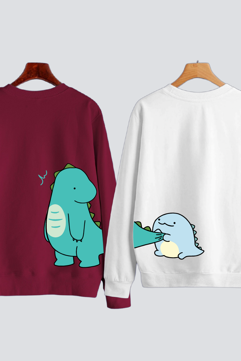 Dino Duo Couple Unisex Sweatshirts - Pack of 2 (Back Design)