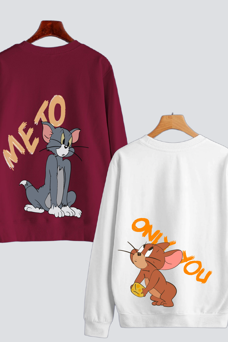 Tom & Jerry 'Me & You' Couple Unisex Sweatshirts - Pack of 2 (Back Design)