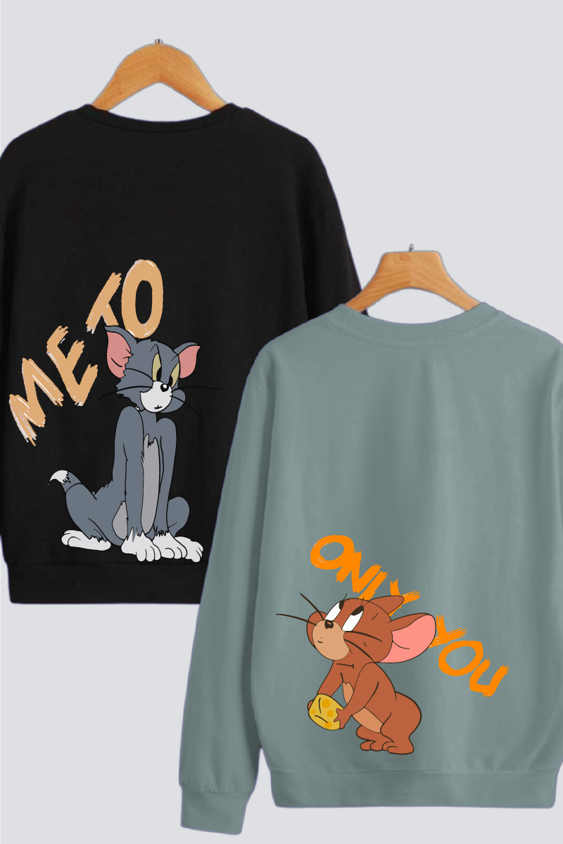 Tom & Jerry 'Me & You' Couple Unisex Sweatshirts - Pack of 2 (Back Design)