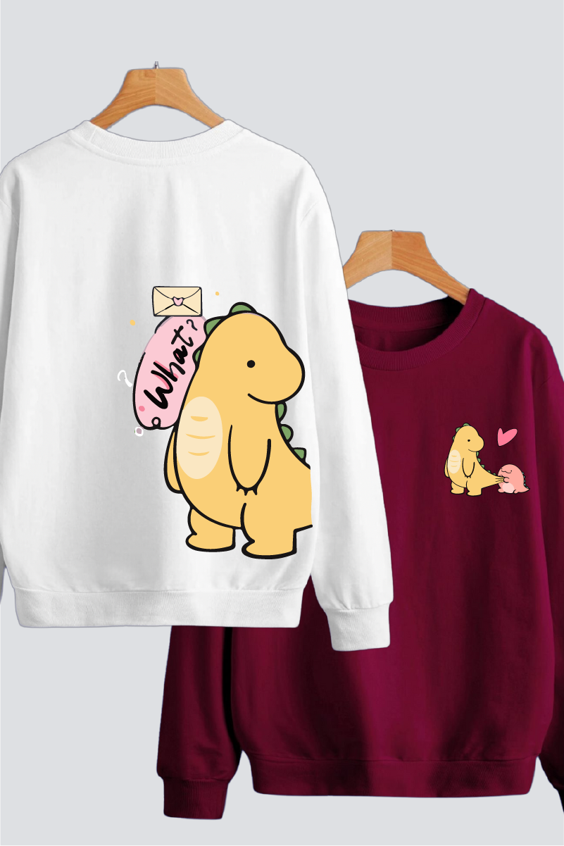 Dino Love Couple Unisex Sweatshirts - Pack of 2